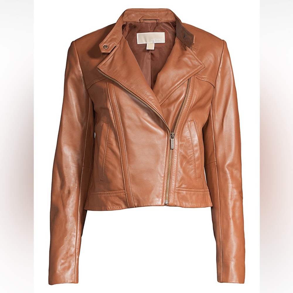 Michael Kors Cropped Leather Jacket NWT